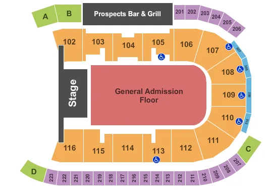 seating chart for Tribute Communities Centre - Endstage GA Flr - eventticketscenter.com