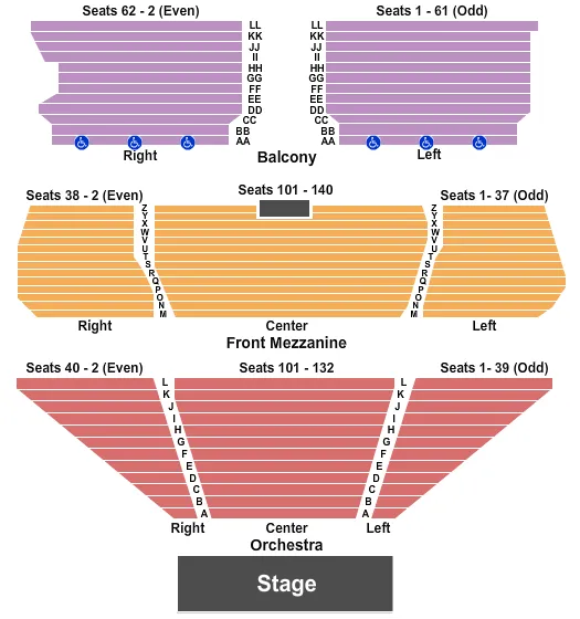 seating chart for Tropicana Showroom at Tropicana Casino - NJ - End Stage - eventticketscenter.com