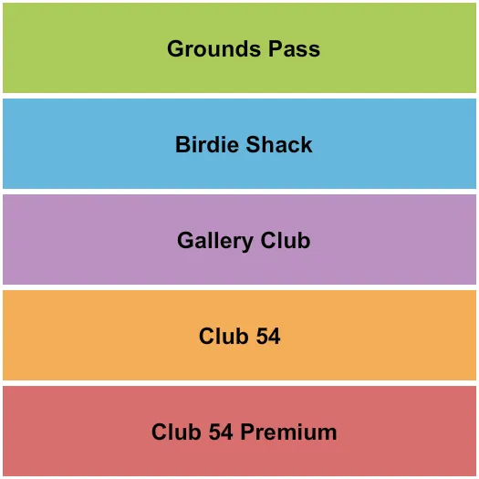 LIV Golf Seating Chart at Trump National Golf Club. The chart shows the main floor/stage with seating options surrounding it, which are color coded