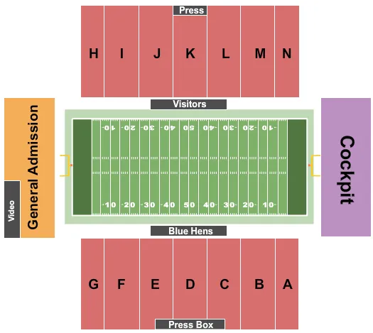 seating chart for Delaware Stadium - Football - eventticketscenter.com