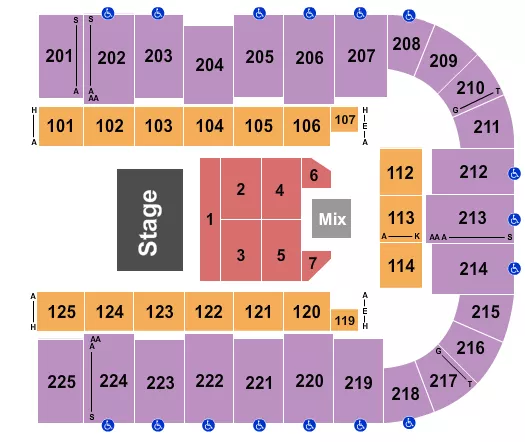 seating chart for Tucson Arena At Tucson Convention Center - Endstage 6 - eventticketscenter.com