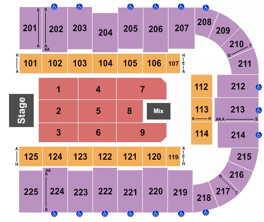 seating chart for Tucson Arena At Tucson Convention Center - Endstage 8 - eventticketscenter.com