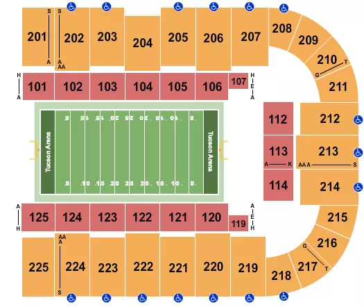 seating chart for Tucson Arena At Tucson Convention Center - Football - eventticketscenter.com