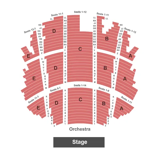 seating chart for Tulsa Theater - Endstage No Balcony - eventticketscenter.com