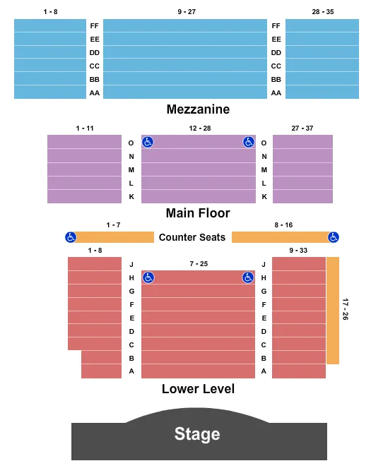 seating chart for Tupelo Music Hall - Endstage - eventticketscenter.com
