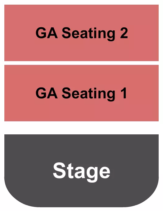 GA 1 & 2 Seating Chart at Turner Hall Ballroom. The chart shows the main floor/stage with seating options surrounding it, which are color coded