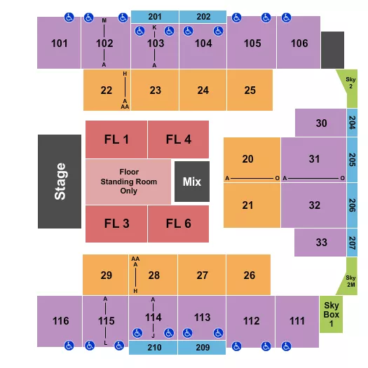 seating chart for Event Center at Turning Stone Resort & Casino - Endstage Standing Floor - eventticketscenter.com