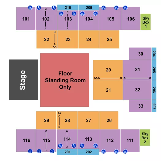 seating chart for Event Center at Turning Stone Resort & Casino - X Ambassadors - eventticketscenter.com