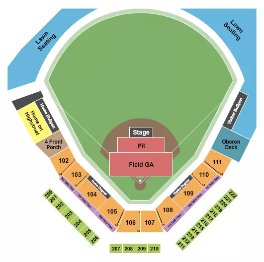 seating chart for Turtle Creek Stadium - Concert GA Pit & FIeld - eventticketscenter.com