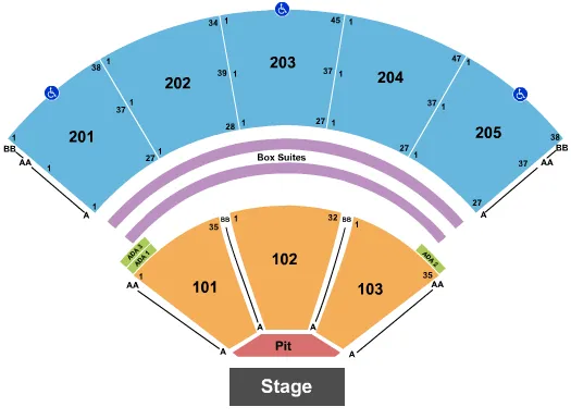 seating chart for Tuscaloosa Amphitheater - Endstage Reserved Pit 2 - eventticketscenter.com