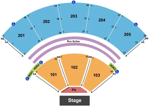 seating chart for Mercedes-Benz Amphitheater  - Endstage Reserved Pit - eventticketscenter.com
