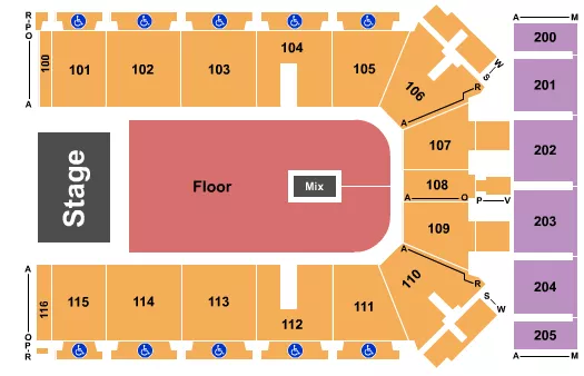 seating chart for Tyson Events Center - Fleet Farm Arena - Endstage Floor - eventticketscenter.com