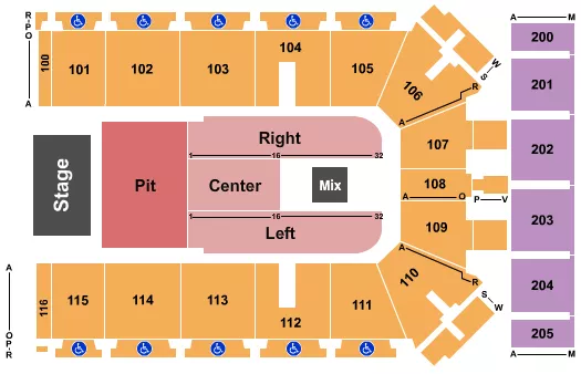 seating chart for Tyson Events Center - Fleet Farm Arena - Endstage Pit - eventticketscenter.com