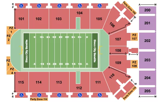 seating chart for Tyson Events Center - Fleet Farm Arena - Football 2 - eventticketscenter.com