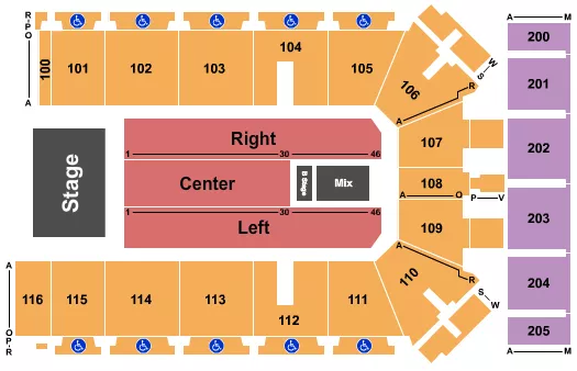 seating chart for Tyson Events Center - Fleet Farm Arena - Sugarland - eventticketscenter.com