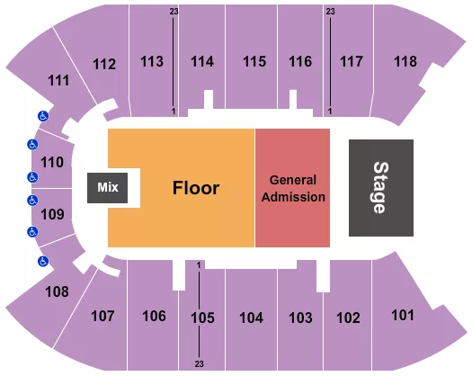 seating chart for UBC Thunderbird Arena - GA/Rsvd Floor - eventticketscenter.com