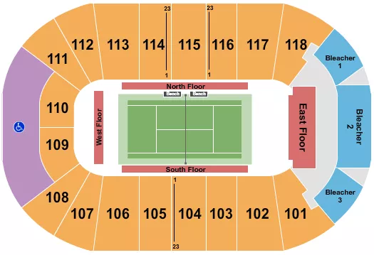 seating chart for UBC - Doug Mitchell Thunderbird Sports Centre - Tennis 2 - eventticketscenter.com