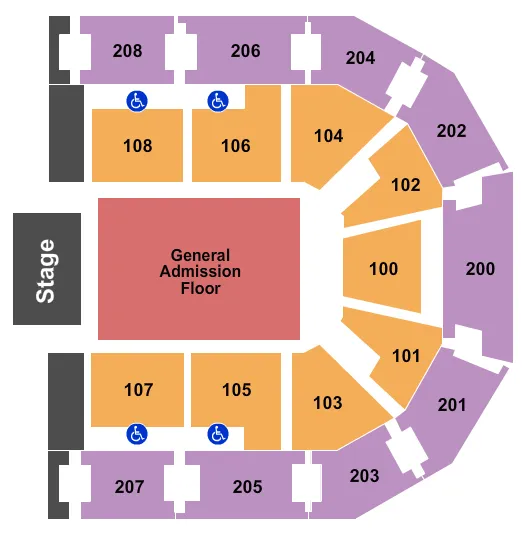 seating chart for Chesapeake Employers' Insurance Arena - Endstage GA Floor - eventticketscenter.com