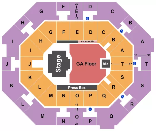 seating chart for UNO Lakefront Arena - Billy Strings - eventticketscenter.com