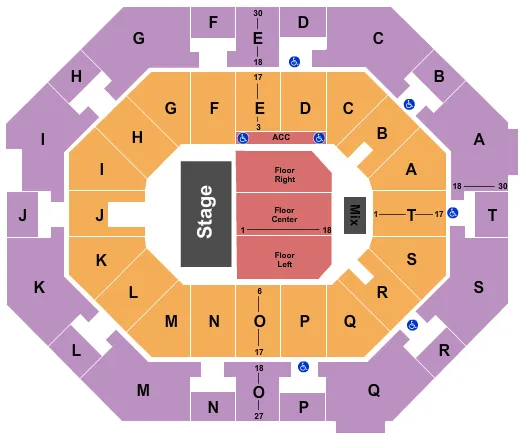 seating chart for UNO Lakefront Arena - End Stage 3 - eventticketscenter.com