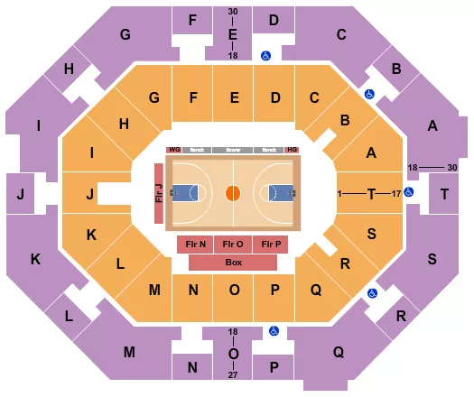 seating chart for UNO Lakefront Arena - Basketball - Globetrotters - eventticketscenter.com