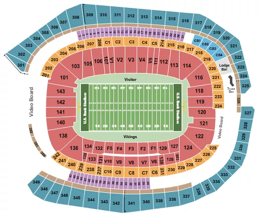 seating chart for US Bank Stadium - Football NO VFS - eventticketscenter.com