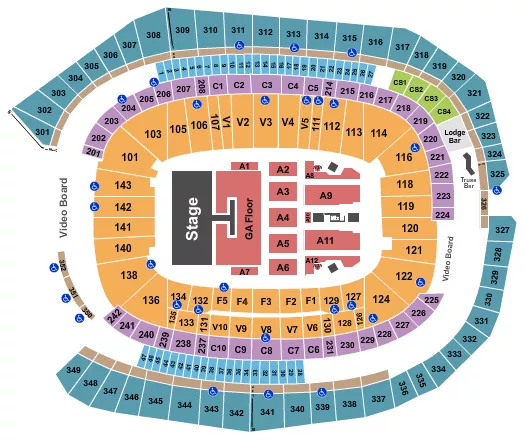 seating chart for US Bank Stadium - Kenny Chesney 2024 - eventticketscenter.com