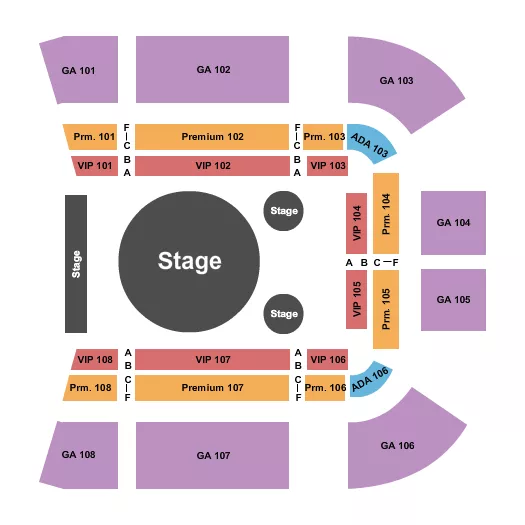 seating chart for Under The Big Top! Raymond James Stadium - Garden Bros Nuclear Circus - eventticketscenter.com