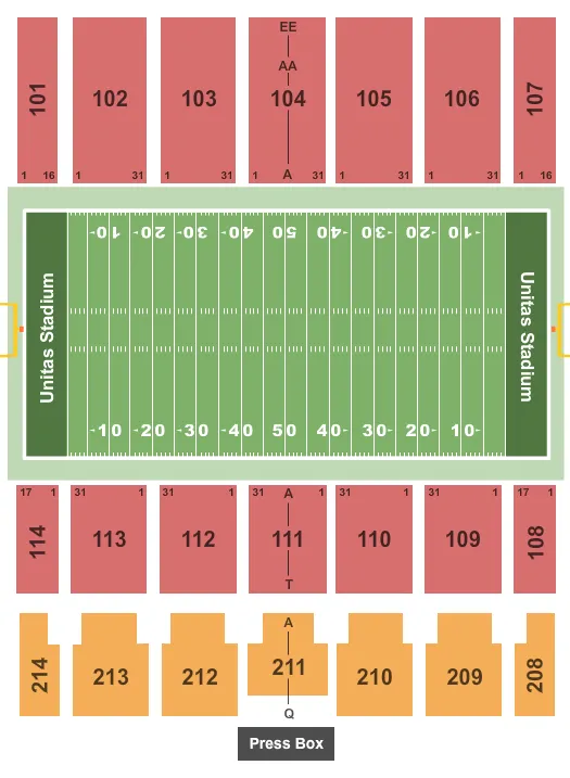 seating chart for Unitas Stadium - Football - eventticketscenter.com