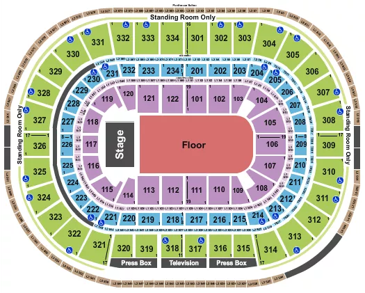 seating chart for United Center - End Stage GA Floor 2 - eventticketscenter.com