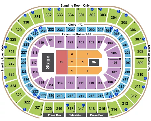 seating chart for United Center - Endstage GA Pit - eventticketscenter.com