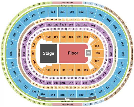 seating chart for United Center - Half House GA Floor - eventticketscenter.com
