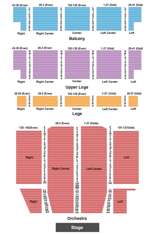 seating chart for United Palace Theatre - End Stage - eventticketscenter.com