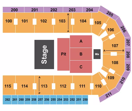 seating chart for United Wireless Arena - Half House Pit/RSV Floor - eventticketscenter.com