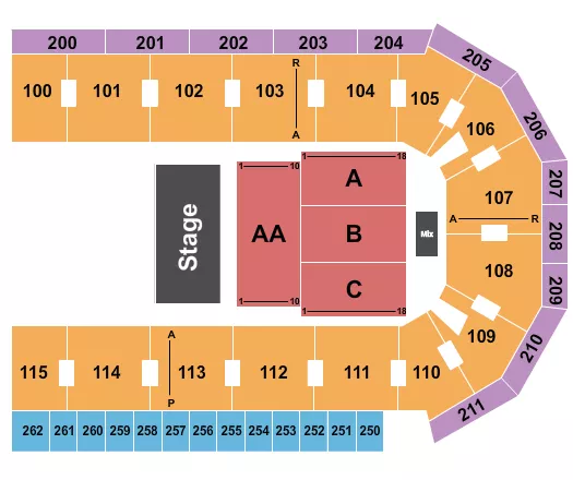 seating chart for United Wireless Arena - Half House - eventticketscenter.com