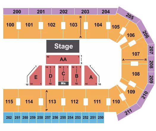 seating chart for United Wireless Arena - Theatre 2 - eventticketscenter.com