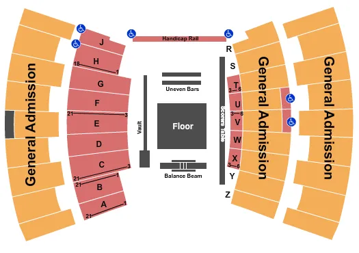 seating chart for University of Kentucky - Memorial Coliseum - Gymnastics - eventticketscenter.com