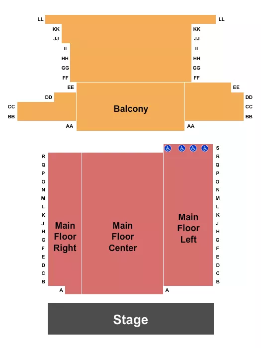 seating chart for University Of Oregon - Beall Concert Hall - Endstage - eventticketscenter.com