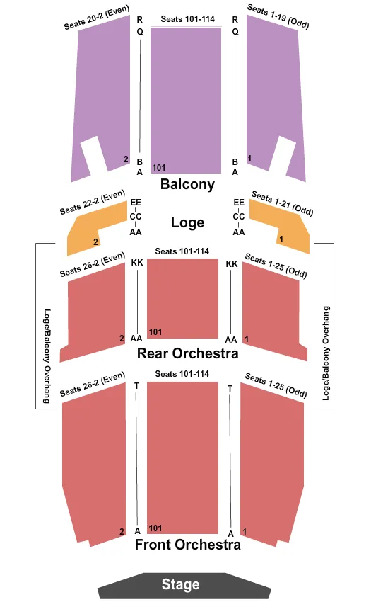 seating chart for University at Buffalo Center For The Arts - Main Stage Theater - eventticketscenter.com