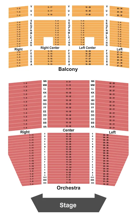 seating chart for Uptown Theater - KC - End Stage - eventticketscenter.com