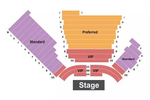 seating chart for V1 V Theater - Planet Hollywood Resort & Casino - Endstage 4 - eventticketscenter.com