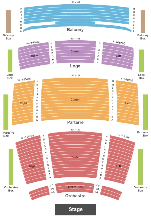 seating chart for The Soraya Great Hall At The Valley's Center for the Performing Arts - CSUN - End Stage - eventticketscenter.com