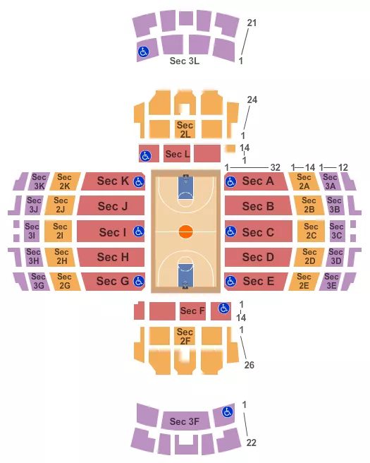 seating chart for Vanderbilt University Memorial Gymnasium - Basketball - eventticketscenter.com