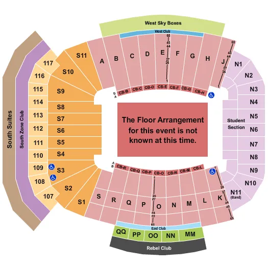seating chart for Vaught Hemingway Stadium - Generic Floor - eventticketscenter.com