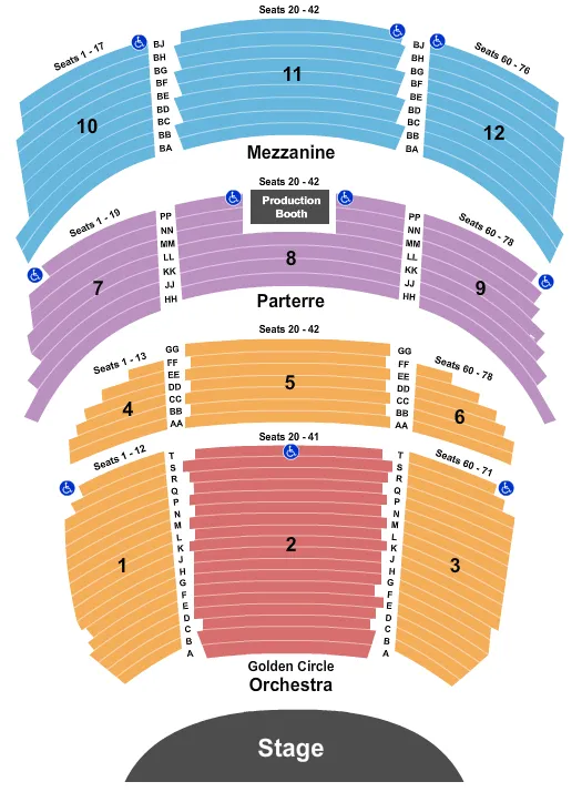 seating chart for Venetian Theatre At the Venetian Hotel Las Vegas - End Stage - eventticketscenter.com