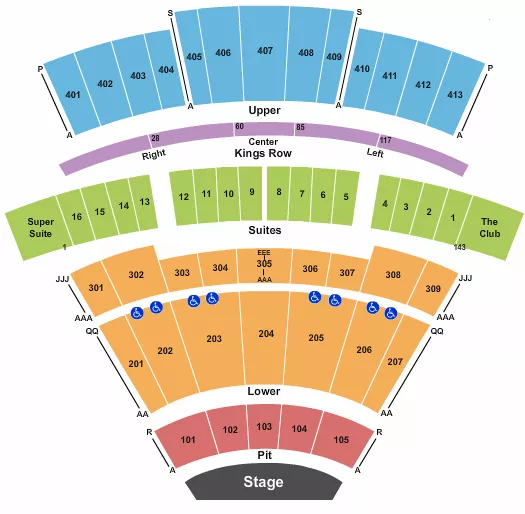 seating chart for Texas Trust CU Theatre at Grand Prairie - End Stage - eventticketscenter.com
