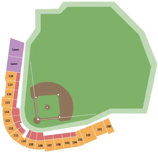 seating chart for Veterans Memorial Stadium - Cedar Rapids - Baseball - eventticketscenter.com