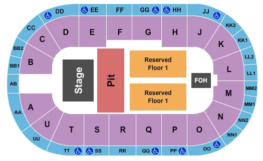 seating chart for Viaero Event Center - Endstage GA Pit & RSV Floor - eventticketscenter.com