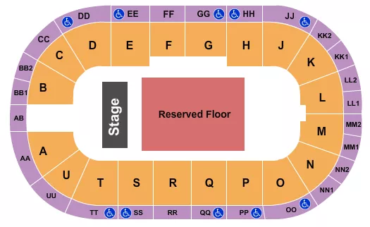 seating chart for Viaero Event Center - Endstage Reserved - eventticketscenter.com