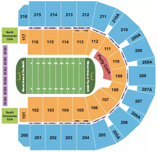 seating chart for Vibrant Arena at The MARK - Indoor Football 2 - eventticketscenter.com